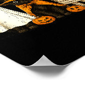 Retro Black Cat Witch Y Halloween Pumpkin Women Me ポスター (角)