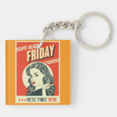 Retro Black Friday Pop Art Pin-Up Girl キーホルダー (裏面)