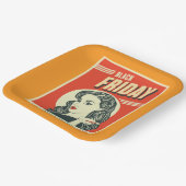 Retro Black Friday Pop Art Pin-Up Girl ペーパープレート (傾斜あり)