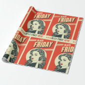 Retro Black Friday Pop Art Pin-Up Girl ラッピングペーパー (アンロールド)