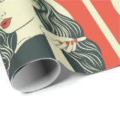 Retro Black Friday Pop Art Pin-Up Girl ラッピングペーパー (ロールコーナー)