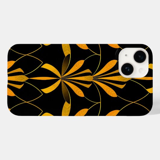 Retro Black Gold Floral Pattern iPhone Case Case-Mate iPhoneケース (裏面 (横))
