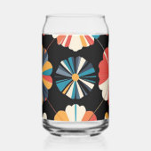 Retro Black Rainbow geometric Flowers Pattern  ガラス缶 (正面)
