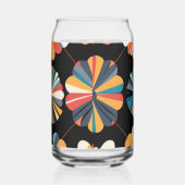Retro Black Rainbow geometric Flowers Pattern  ガラス缶 (右)
