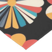 Retro Black Rainbow geometric Flowers Pattern ショートテーブルランナー (コーナー)