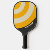 Retro Black Sun Circle Stripe with Name ピックルボールラケット (裏面)