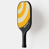 Retro Black Sun Circle Stripe with Name ピックルボールラケット (左)