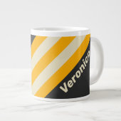 Retro Black Sun Stripes with Name ジャンボコーヒーマグカップ (正面右)