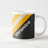 Retro Black Sun Stripes with Name ジャンボコーヒーマグカップ (右)