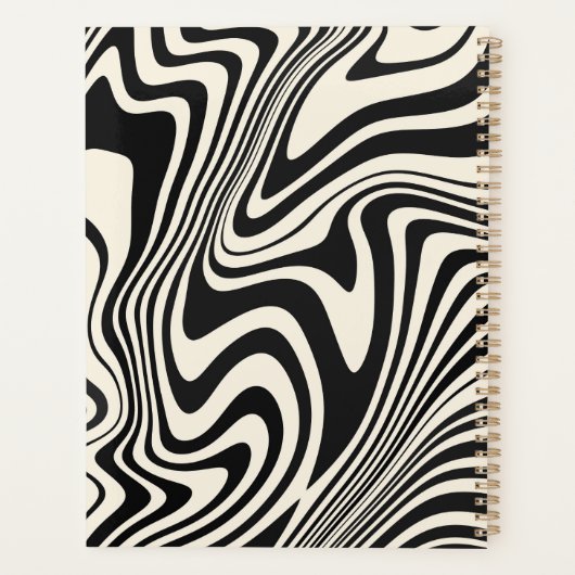 Retro Black Swirl Abstract Pattern プランナー手帳 (裏面)
