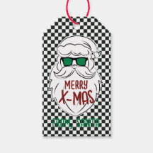 Retro Black White Checkered Santa Claus Christmas 
