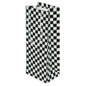 Retro Black White Checkered Santa Claus Christmas  ワインギフトバッグ (裏面アングル)