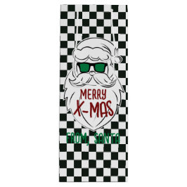 Retro Black White Checkered Santa Claus Christmas  ワインギフトバッグ