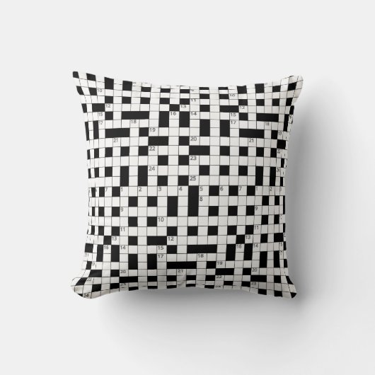 Retro Black White Crossword Puzzle Pattern クッション (正面)