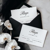 Retro Black & White Elegant Wedding 出欠カード