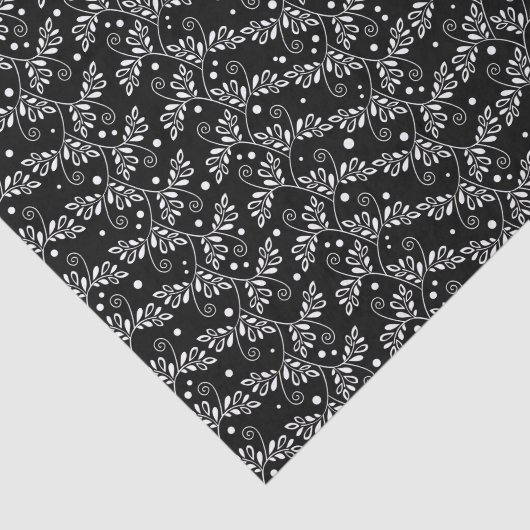 Retro black white floral Tie 薄葉紙 (詳細)