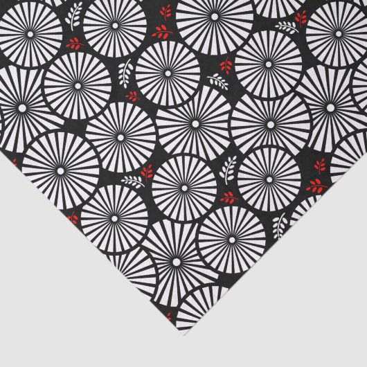 Retro black white flowers Tie 薄葉紙 (詳細)