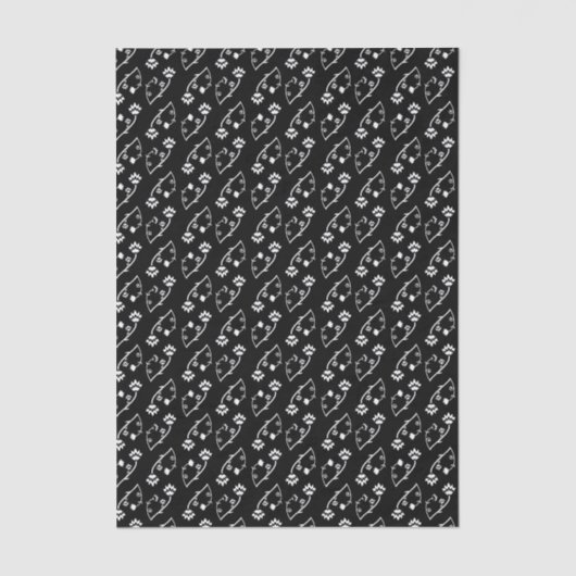 Retro black white flowers Tie 薄葉紙 (正面)