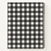 Retro Black White Gingham Plaid Custom Name Recipe ノートブック (裏面)