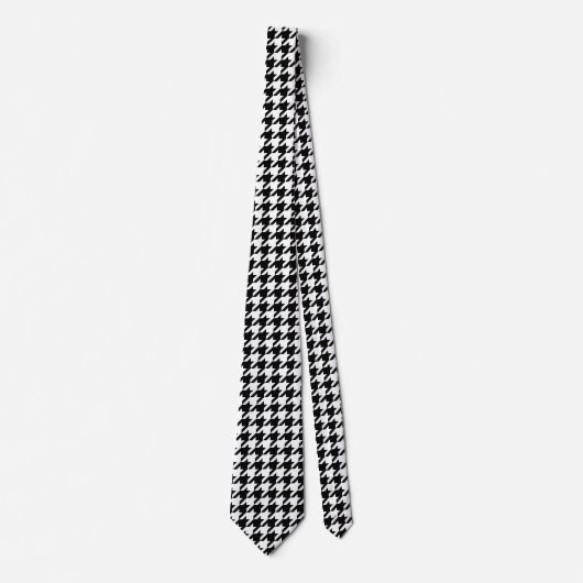 Retro Black White Houndstooth Weaving Pattern ネクタイ (正面)