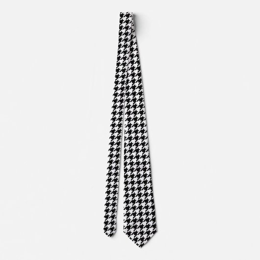 Retro Black White Houndstooth Weaving Pattern ネクタイ (裏面)