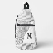 Retro black white lines Abstract minimal Monogram  スリングバッグ (正面)
