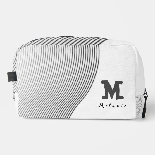 Retro black white lines Abstract minimal Monogram  ドップキット (正面)