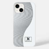 Retro black white lines Abstract minimal Monogram Case-Mate iPhoneケース (裏面)