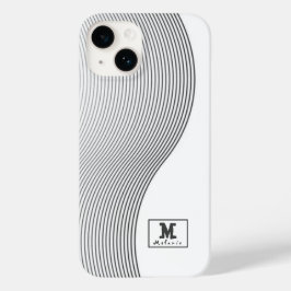 Retro black white lines Abstract minimal Monogram  Case-Mate iPhone 14ケース