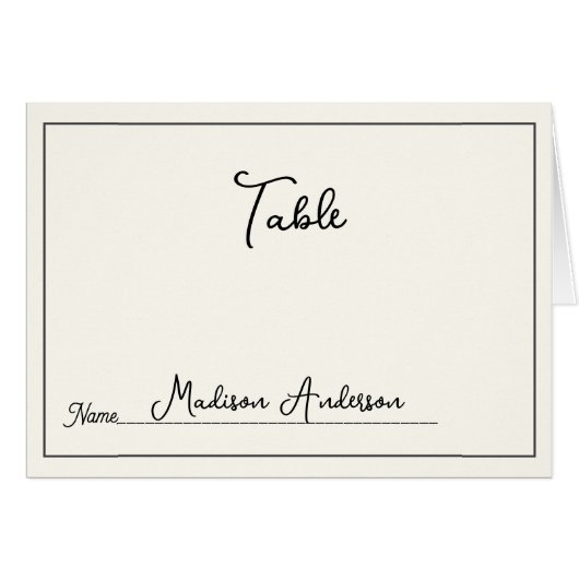 Retro Black White  Wedding Place Card (正面横)