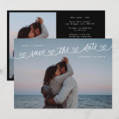 Retro Black & White Wedding Website QR Code Photo セーブザデート (正面/裏面)