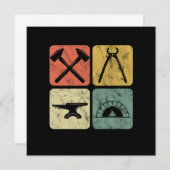 Retro Blacksmith Symbols Anvil Forge Farrier Gift 招待状 (正面/裏面)