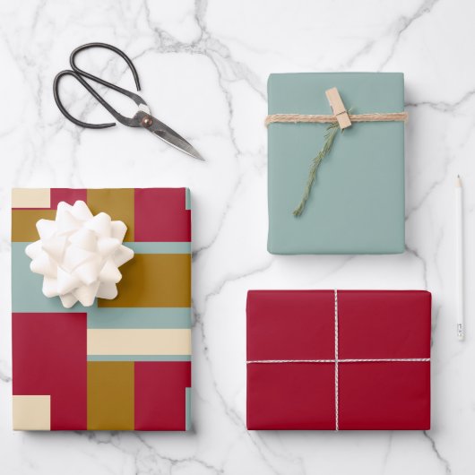 Retro Block Design 3 ラッピングペーパーシート (正面)