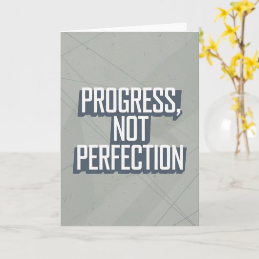 Retro Block Letter "Progress Not Perfection" card カード (黄色い花)