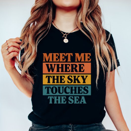 Retro Block “Sky Touches the Sea”, Summer Vacation Tシャツ