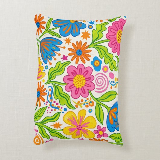 Retro Bloom Floral アクセントクッション (裏面(縦))