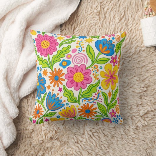 Retro Bloom Floral  クッション (ブランケット)