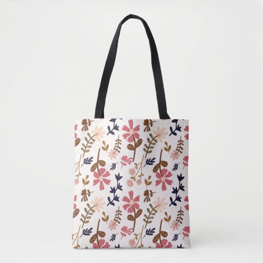 Retro Bloom Floral Pattern トートバッグ (正面)