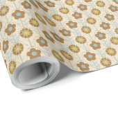 Retro Bloom Harmony Baby Blue Mustard ラッピングペーパー (ロールコーナー)