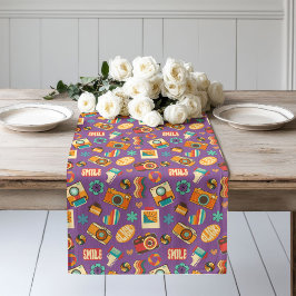 Retro Bloom Runner 70s Pastel Table Magic ロングテーブルランナー