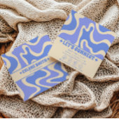 Retro Blue 70s Boho Groovy Unique Trendy Unique スクエア名刺