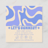 Retro Blue 70s Boho Groovy Unique Trendy Unique スクエア名刺 (裏面)