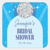 Retro Blue 70s Disco Dancing Queen Bridal Shower スクエアシール (正面)