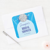 Retro Blue 70s Disco Dancing Queen Bridal Shower スクエアシール (封筒)