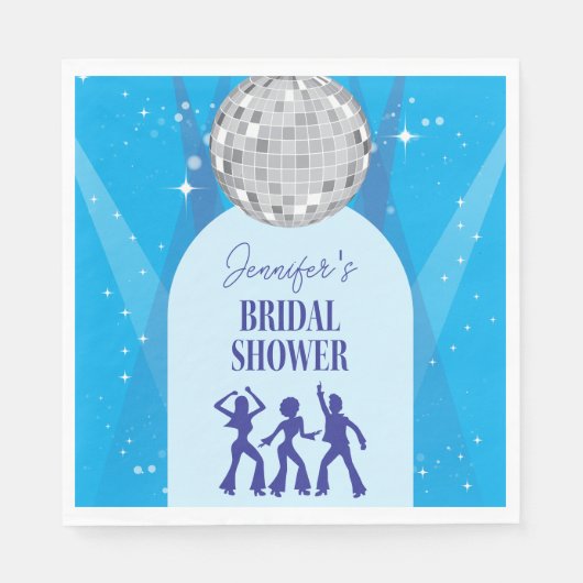 Retro Blue 70s Disco Dancing Queen Bridal Shower スタンダードランチョンナプキン (正面)