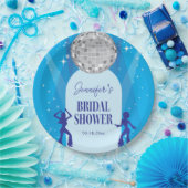 Retro Blue 70s Disco Dancing Queen Bridal Shower ペーパープレート (パーティー)