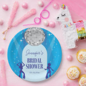Retro Blue 70s Disco Dancing Queen Bridal Shower ペーパープレート (パーティー)