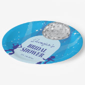 Retro Blue 70s Disco Dancing Queen Bridal Shower ペーパープレート (アングル)