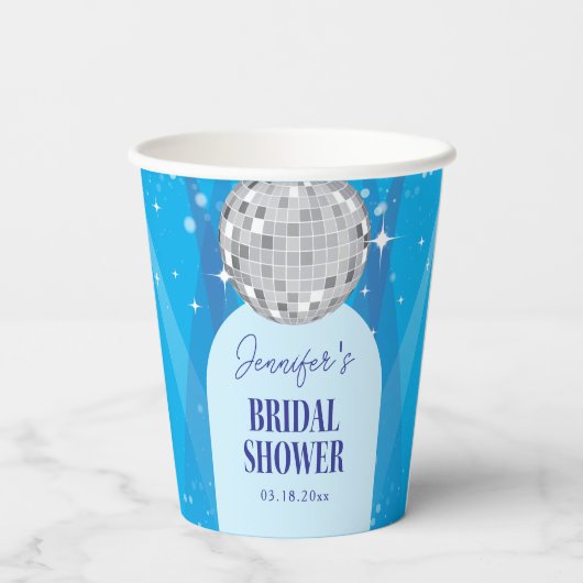 Retro Blue 70s Disco Dancing Queen Bridal Shower 紙コップ (裏面)
