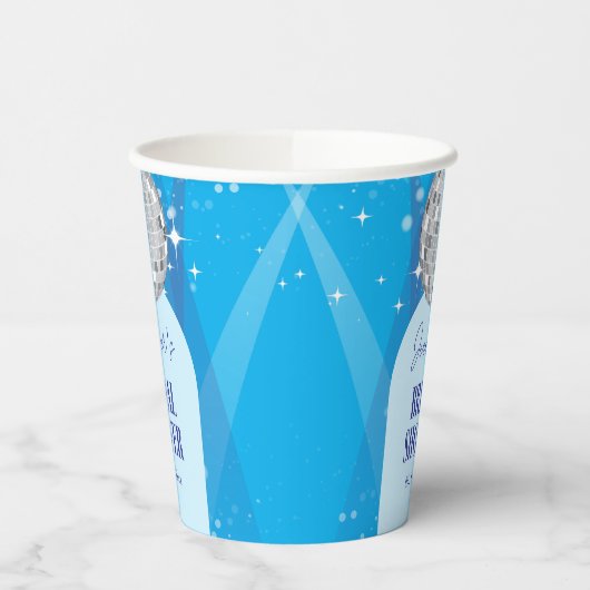 Retro Blue 70s Disco Dancing Queen Bridal Shower 紙コップ (左)